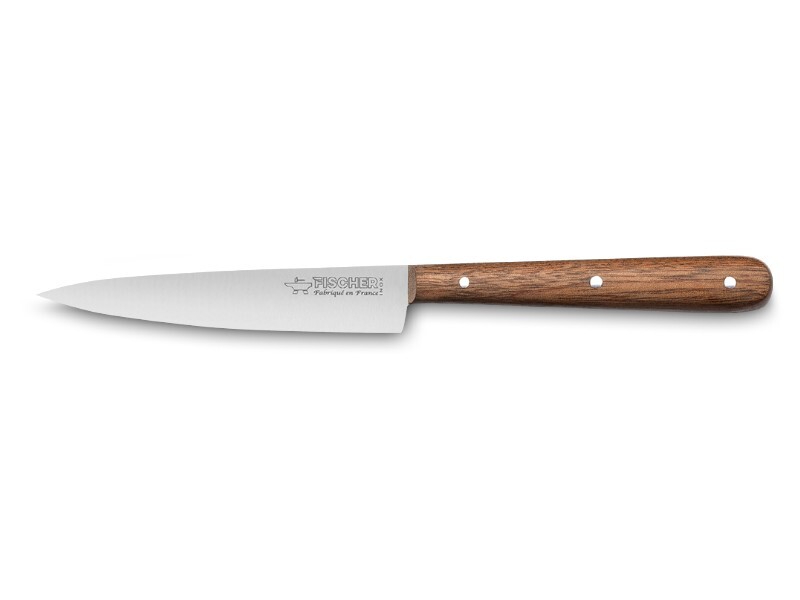 Couteau de type office avec lame satinée et manche en bois exotique