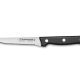 Vue au-dessus du couteau entrecôte à 3 rivets à lame crantée avec manche noir de 11cm de la marque Fischer