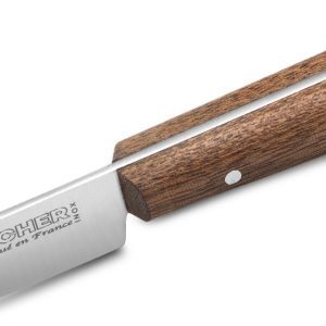 Zoom sur le manche en bois du couteau d'office de 10cm de la marque Fischer